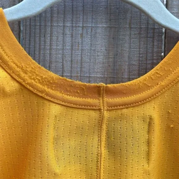 Vintage Nike Men's Long Sleeve Yellow T-Shirt Size L Sports Activewear